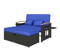 Outsunny Double Garden Rattan Daybed With Storage Ottoman, Brown
