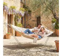 Outsunny Double Hammock 2-Person Padded Swing Bed Cream White