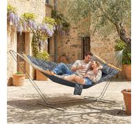 Outsunny Double Hammock 2-Person with Pillow and Pad, Extra Large 200 x 140 cm, Load Capacity 200 kg, Swing Bed for Patio Porch Garden Lounging Outdoor and Indoor Grey