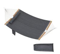 Outsunny Double Hammock 2-Person with Pillow and Pad, Extra Large 200 x 140 cm, Load Capacity 200 kg, Swing Bed for Patio Porch Garden Lounging Outdoor and Indoor Grey