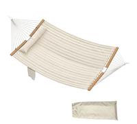 Outsunny Double Hammock 2-Person with Pillow and Pad, Extra Large 200 x 140 cm, Load Capacity 200 kg, Swing Bed for Patio Porch Garden Lounging Outdoor and Indoor Cream White