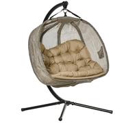 Outsunny Double Hanging Egg Chair 2 Seaters Swing Hammock W/ Cushion In Brown Brown