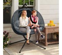 Outsunny Double Hanging Egg Chair 2 Seaters - Grey