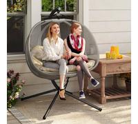 Outsunny Double Hanging Egg Chair 2 Seaters Swing Hammock Brown