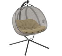 Outsunny Double Hanging Egg Chair 2 Seaters Swing Hammock Brown