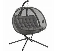 Outsunny Double Hanging Egg Chair 2 Seaters - Grey