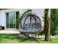 Outsunny Double Hanging Egg Chair 2 Seaters - Grey
