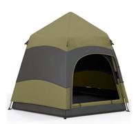 Outsunny Double Layer Instant Pop Up Tent with Rainfly, Hexagon 4 Man Dome Tent, Portable Camping Shelter with Sewn-in Groundsheet and Carry Bag, for Festival Backpacking Road Trips, Dark Green