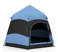 Outsunny Double Layer Instant Pop Up Tent with Rainfly, Hexagon 4 Man Dome Tent, Portable Camping Shelter with Sewn-in Groundsheet and Carry Bag, for Festival Backpacking Road Trips, Blue Blue and Bla