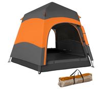 Outsunny Double Layer Instant Pop Up Tent with Rainfly, Hexagon 4 Man Dome Tent, Portable Camping Shelter with Sewn-in Groundsheet and Carry Bag, for Festival Backpacking Road Trips, Orange