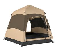 Outsunny Double Layer Instant Pop Up Tent with Rainfly, Portable Camping Shelter with Sewn-in Groundsheet and Carry Bag, Brown