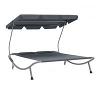 Outsunny Double Outdoor Bed, with Canopy - Light Grey