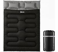 Outsunny Double Sleeping Bag with 2 Pillows 220 x 160 cm Black
