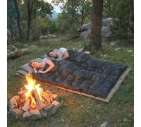 Outsunny Double Sleeping Bag with 2 Pillows, 220 x 160 cm Extra-Large Sleeping Bag for Adults, Detachable into Two Singles or Quilts, for Camping, Hiking, Black