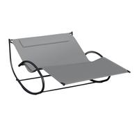 Outsunny Double Sun Lounger, Rocking Lounger Sunbed Daybed with Armrest and Headrest Pillow, for Two, For Outdoor Patio Garden, Grey Grey