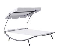 OUTSUNNY Double Hammock Swing Garden Outdoor Frame Sun Lounger Bed Canopy w/ Pillows in White Outsunny White