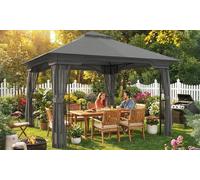 Outsunny Double-Tier Garden Gazebo with Mesh Panels: 84C-786V00CG 3m x 3.6m