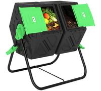 Outsunny Dual Chamber Garden Compost Bin, 130L Rotating Composter,