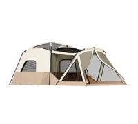 Outsunny Camping Tent - 4-Person Easy-Setup Tunnel Tent, 2 Rooms, Waterproof, Brown & Khaki