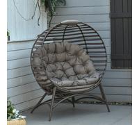 Outsunny Egg Chair With Cushion Steel Frame And Side Pocket For Indoor Outdoor In Brown Brown