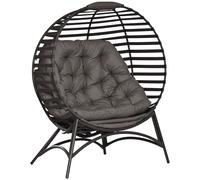 Outsunny Egg Chair with Soft Cushion, Outdoor Lounge Chair with Steel Frame and Side Pocket, Garden Leisure Seat for Indoor, Outdoor, Brown Brown