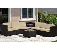 Outsunny Eight-Piece Rattan-Effect Garden Furniture Set: Brown