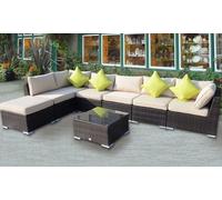 Outsunny Eight-Piece Rattan-Effect Garden Patio Furniture Corner Sofa Set: Grey