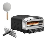 Outsunny Electric Indoor Pizza Oven, Portable Kitchen Countertop Pizza Maker with 37 cm Stone, Dual Heating Control, 6 Presets and Peel, Space-Saving Design for Countertop, Black