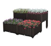 Outsunny Elevated Flower Bed Vegetable Herb Planter Plastic In Brown Brown