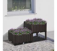 Outsunny Elevated Flower Bed Vegetable Herb Planter Plastic In Brown Brown