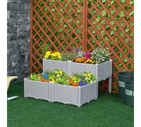 Outsunny Raised Bed Plastic Set of 4 40x40x44cm - Grey | TJ Hughes