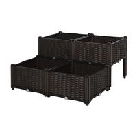 Outsunny Elevated Garden Bed, Patio Flower Plant Planter, Raised Vegetable Planting Container, Durable PP, Black Aosom UK