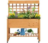 Outsunny Elevated Garden Bed: Raised Wooden Planter with Shelves for Veggies, Flowers, and Herbs, 105x40x135cm Aosom UK