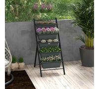 Outsunny Elevated Plant Stand With 5 Removable Tray Bed For Vegetable Flowers Herbs In Grey Grey