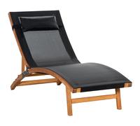Outsunny Lounge Chair w/ 3 Adjustable Back/Headrest - Black, Black