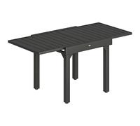 Outsunny Expandable Patio Dining Table for 4-6 People, 80-160 cm Aluminium Extendable Outdoor Patio Table with Slatted Top, Black