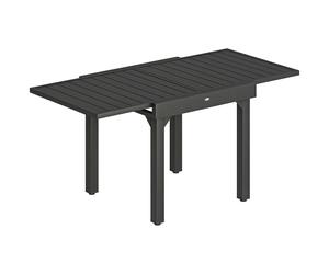 Outsunny Expandable Patio Dining Table for 4-6 People, 80-160 cm Aluminium Extendable Outdoor Patio Table with Slatted Top, Black