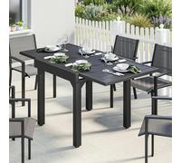 Outsunny Expandable Patio Table for 4-6 People with Slatted Top, Black - 1 - 160 x 80 x 75 cm - 80