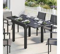 Outsunny Expandable Patio Table For 4-6 People With Slatted Top, Black