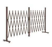 Outsunny Expanding Fence Panel, Freestanding Aluminium Alloy Trellis Fence with Movable Scissor Grid and Wheel, 52-405cm Foldable Decorative Garden Fence for Patio Pet Safety, Dark Brown Brown