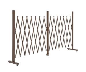 Outsunny Expanding Fence Panel, Freestanding Aluminium Alloy Trellis Fence with Movable Scissor Grid and Wheel, 52-405cm Foldable Decorative Garden Fence for Patio Pet Safety, Dark Brown