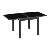 Outsunny Extendable Garden Outdoor Aluminium Dining Table Patio Table, Black