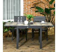 Outsunny Extendable Outdoor Dining Table Aluminium Rectangle Patio Table Beige