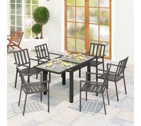 OUTSUNNY Extendable Outdoor Dining Table Patio Table, Clear Outsunny Clear