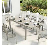 OUTSUNNY Extending Garden Table, Aluminium Outdoor Dining Table for 8-10 in Light Grey | Size: 214ml Outsunny Light Grey 214ml