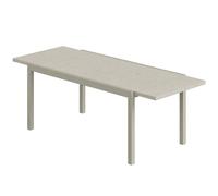 Outsunny Extending Garden Table, Aluminium Outdoor Dining Table for 8-10 with Wood-Like Grained Surface, Light Grey Wood Effect