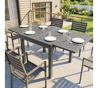 Outsunny Extending Garden Table for 4-8, Aluminium Outdoor Table, Dark Grey, Grey