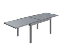 Outsunny Extending Garden Table for 6-10, Aluminium Outdoor Dining Table with Tempered Glass Top, Grey