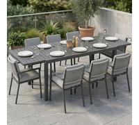 Outsunny Extending Garden Table for 6-8, Outdoor Dining Table, Dark Grey