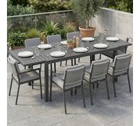 OUTSUNNY Extending Garden Table for 6-8, Outdoor Dining Table, Dark Grey Outsunny Dark Grey